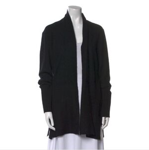 White + Warren Black Open Front Cardigan